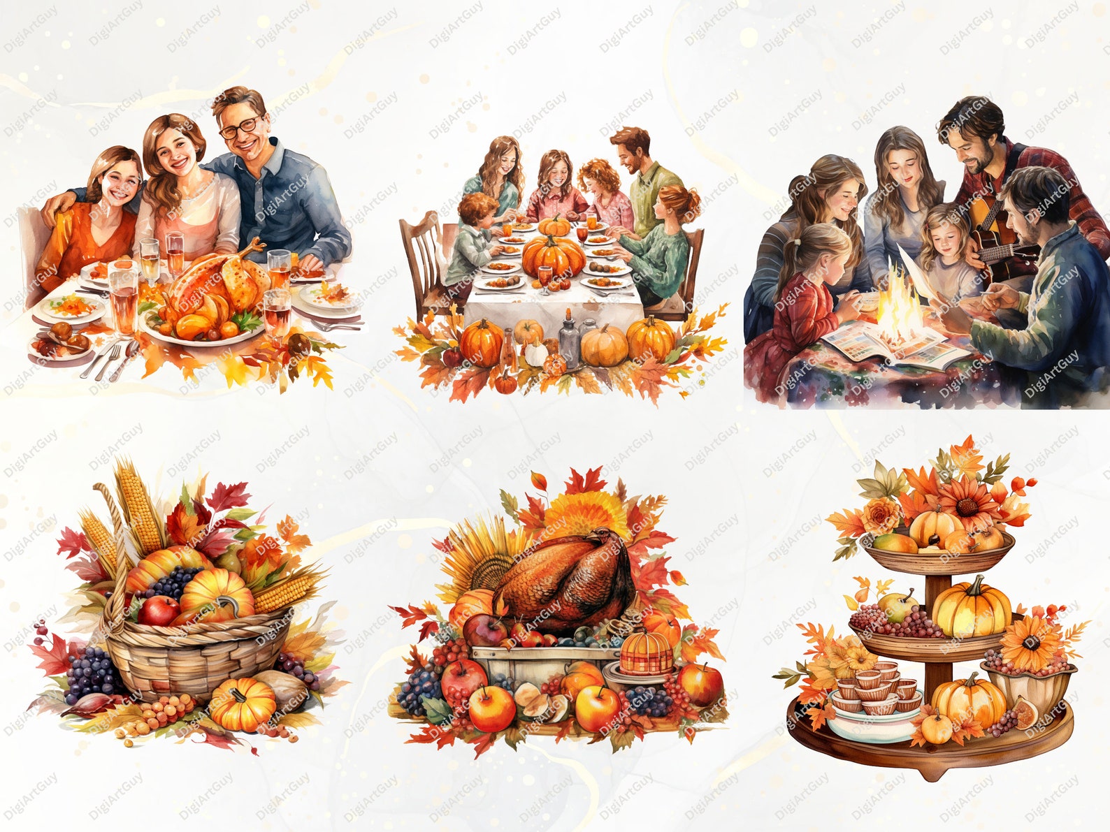 Thanksgiving PNG Bundle - 110 Thanksgiving Clipart PNG, Fall Watercolor ...