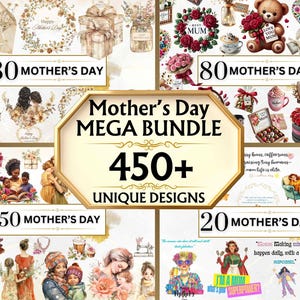 Dia das Mães Aquarela Clipart Floral Dia das Mães PNG Impressões Dia das Mães Dia das Mães PNG Sublimação Família Clipart Adesivos Digitais PNG