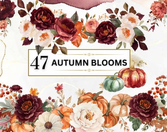 Aquarell Herbst Blumen Clipart Herbst Blumen Clipart Kürbis PNG Gemütlich Herbst Clipart Herbst PNG Blumenstrauß Thanksgiving Kommerzielle Nutzung