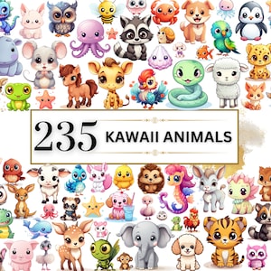 Paquete de imágenes prediseñadas Kawaii - 235 lindo conjunto de imágenes prediseñadas Kawaii PNG, imágenes prediseñadas de animales Kawaii, imágenes prediseñadas lindas de Kawaii, imágenes prediseñadas de animales lindos, pegatinas Kawaii