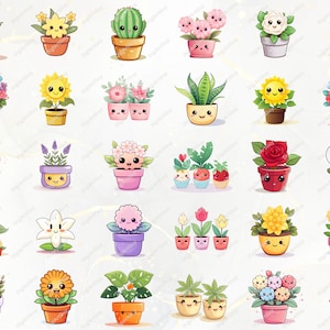 Kawaii Clipart Bundle - 165 Cute Kawaii PNG Clipart Kawaii Flower Clipart, Kawaii Plants Clipart Cute Kawaii Clipart Kawaii Stickers image 6