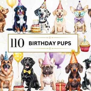 Verjaardag hond PNG aquarel hond clipart PNG verjaardag clipart hondenrassen PNG hond sublimatie ontwerpen schattige honden clipart puppy png bundel huisdier