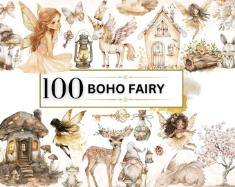 Watercolor Fairy Clipart Boho Fairy PNG Magical Fairy Clipart Fairy Garden Clipart Fairy Tale PNG Fantasy PNG Nursery Clipart Commercial Use