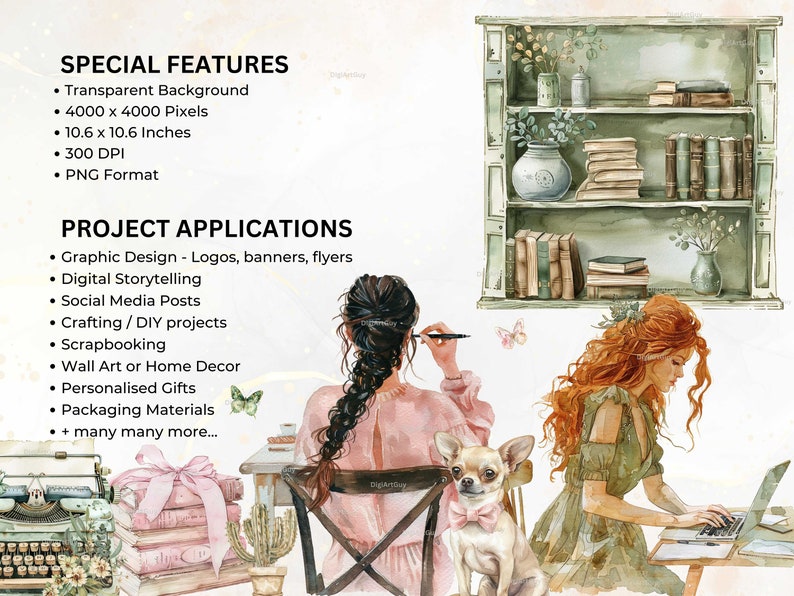 Description of special features of the images: transparent background, 4k pixels square, 10.6 x 10.6 inches. 300 DPI and PNG format.Project applications include graphic design, crafting, scrapbooking,personalised gifts and many more