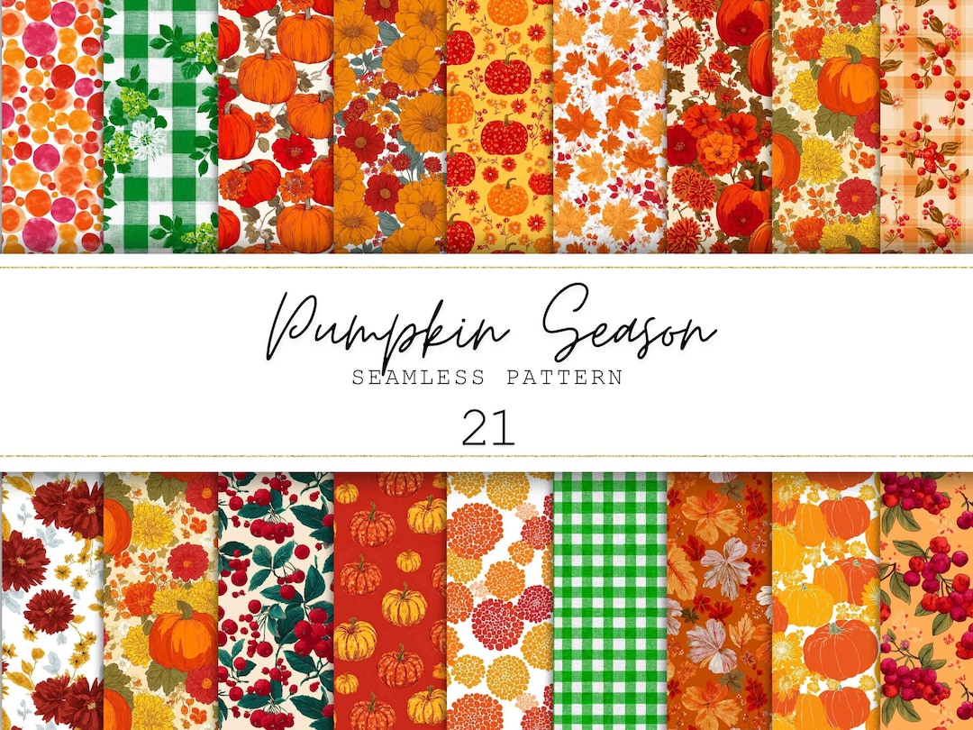 Fall Pumpkin Seamless Pattern Watercolor Pumpkin Background Junk ...