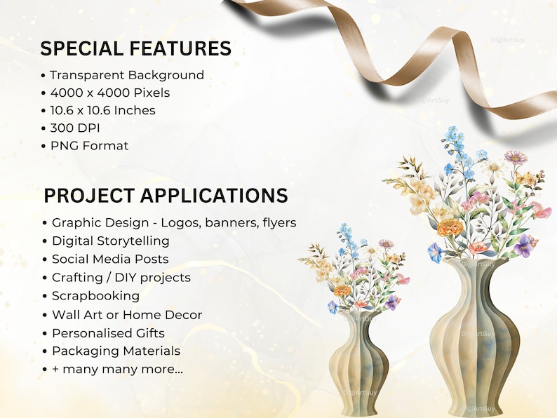 Description of special features of the images: transparent background, 4k pixels square, 10.6 x 10.6 inches. 300 DPI and PNG format.Project applications include graphic design, crafting, scrapbooking,personalised gifts and many more