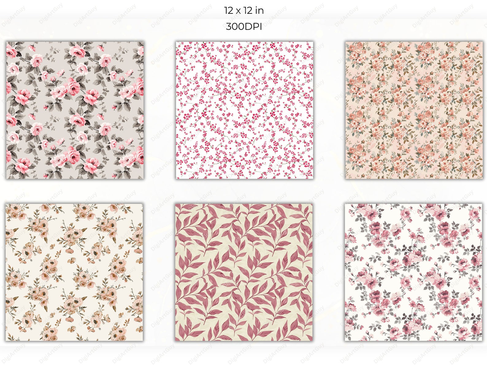 Pink Floral Seamless Pattern Roses Digital Paper Junk Journal Paper ...