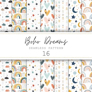 Boho Seamless Digital Papers Boho Digital Seamless Pattern Boho Background Nursery Repeat Pattern Boho Junk Journal Paper Carta stampabile