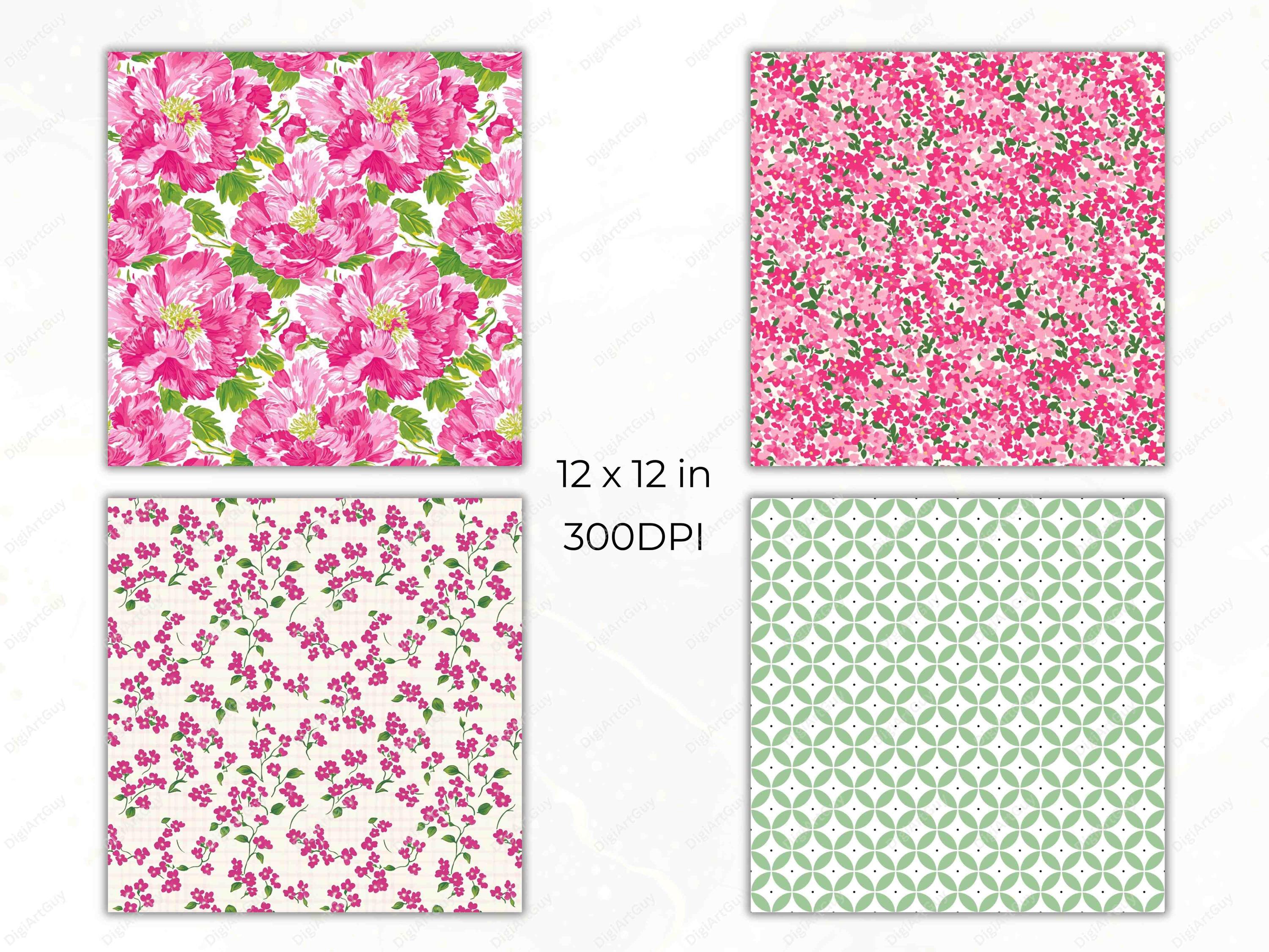 Pink Floral Seamless Pattern Ditsy Flower Digital Paper Junk Journal ...