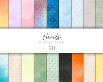 Hearts Digital Paper Pastel Hearts Junk Journal Background Printable Paper Scrapbooking Commercial Use