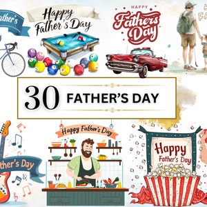 Día del Padre Clipart Acuarela Día del Padre PNG Super Papá Clipart Feliz Día del Padre Imprime Family Clipart Mejor Papá PNG / Licencia Comercial