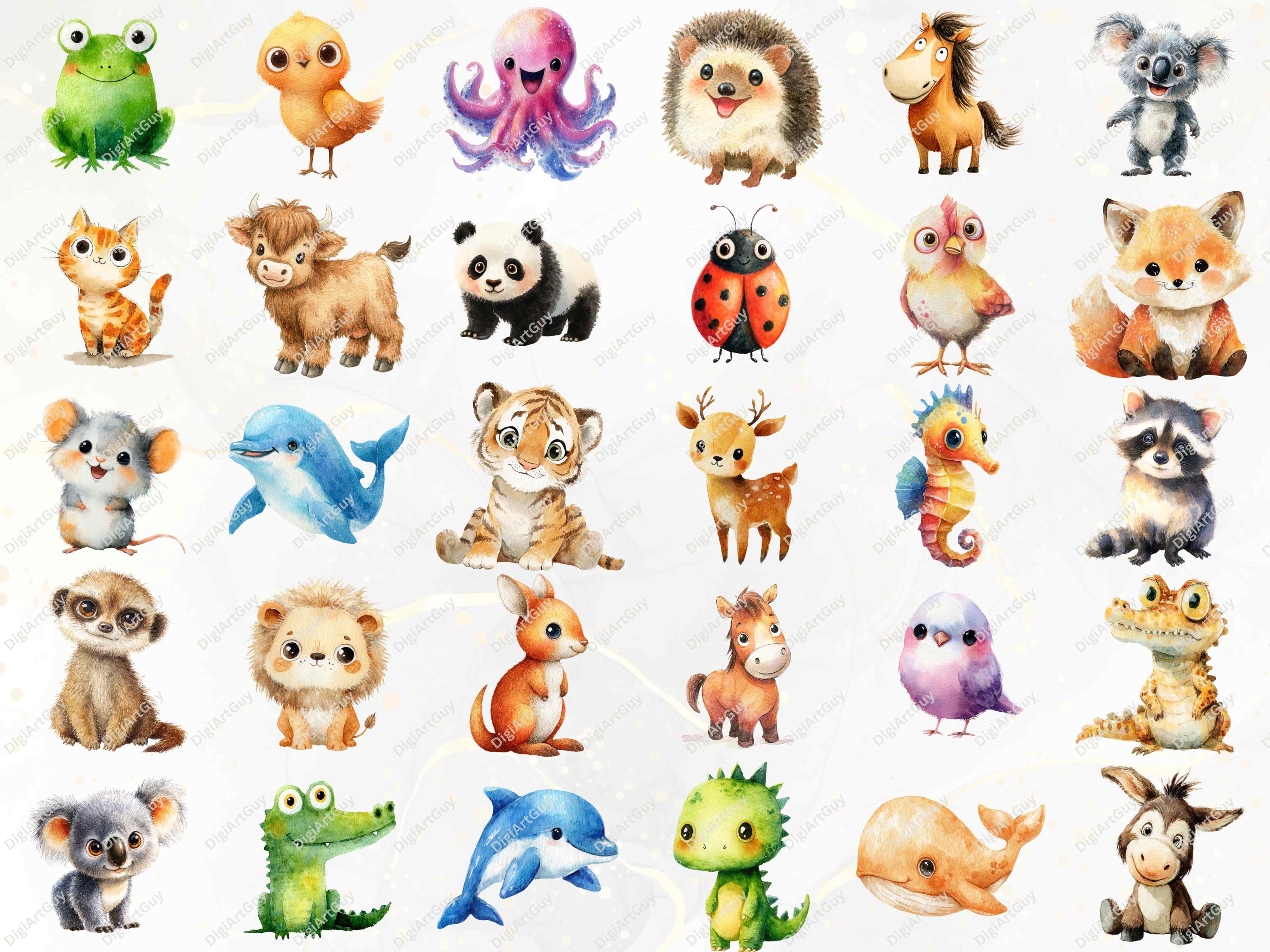 180 Cute Animals Clipart Watercolor Baby Animals PNG Baby Animals ...