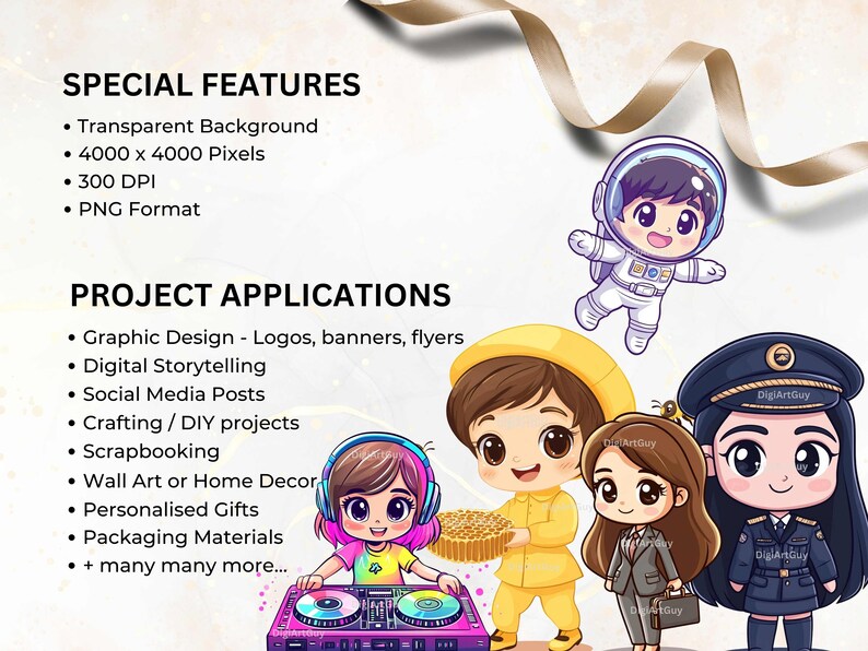Description of special features of the images: transparent background, 4k pixels square, 10.6 x 10.6 inches. 300 DPI and PNG format.Project applications include graphic design, crafting, scrapbooking,personalised gifts and many more
