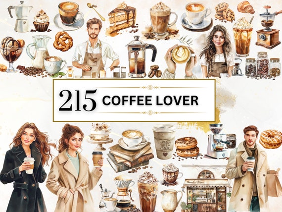 Coffee Clipart Watercolor Coffee PNG Drinks Clipart Coffee Lover PNG Coffee Shop Clipart Cafe PNG Coffee Stickers Commercial Use Transparent
