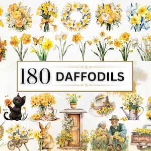 Blomma Clipart Akvarell Påsklilja Clipart Vår PNG Blommor Clipart Födelse Blomma Clipart Djur PNG | Kommersiellt bruk Direkt Nedladdning