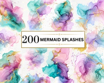 Watercolor Splash Clipart Pastel Watercolor Splashes PNG Alcohol Ink Clipart Splatter PNG Abstract Clipart Color Splash PNG | Commercial Use