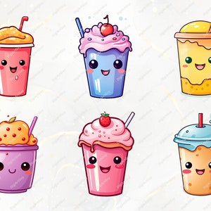 Kawaii Clipart Bundle - 87 Cute Kawaii PNG Clipart Set, Kawaii Food ...