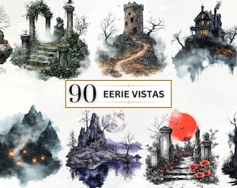 Imágenes prediseñadas de paisaje gótico, imágenes prediseñadas de árbol espeluznante, imágenes prediseñadas de paisaje de acuarela PNG, imágenes prediseñadas de paisaje de jardín de terror, imágenes prediseñadas de decoración de temporada espeluznante