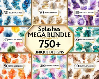 Salpicaduras Clipart Salpicaduras de acuarela PNG Acuarela Alcohol Tinta Clipart Salpicaduras PNG Salpicaduras coloridas PNG / Uso comercial Transparente
