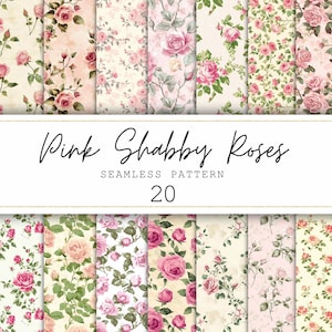 Pink Shabby Floral Seamless Patterns Junk Journal Paper Shabby Flowers Digital Paper Printable Paper Digital Background Scrapbook Prints