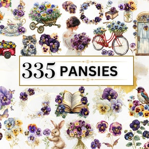 Pansy Clipart Aquarela Flor Clipart Primavera PNG Floral Clipart Roxo Flor Clipart Pansy PNG Flor Arte Digital | Uso Comercial