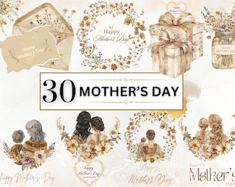 Boho Mother's Day Clipart Watercolor Mother's Day PNG Floral Mothers Day Clipart Mothers Day PNG Sublimation Family Clipart Mom and Kids PNG