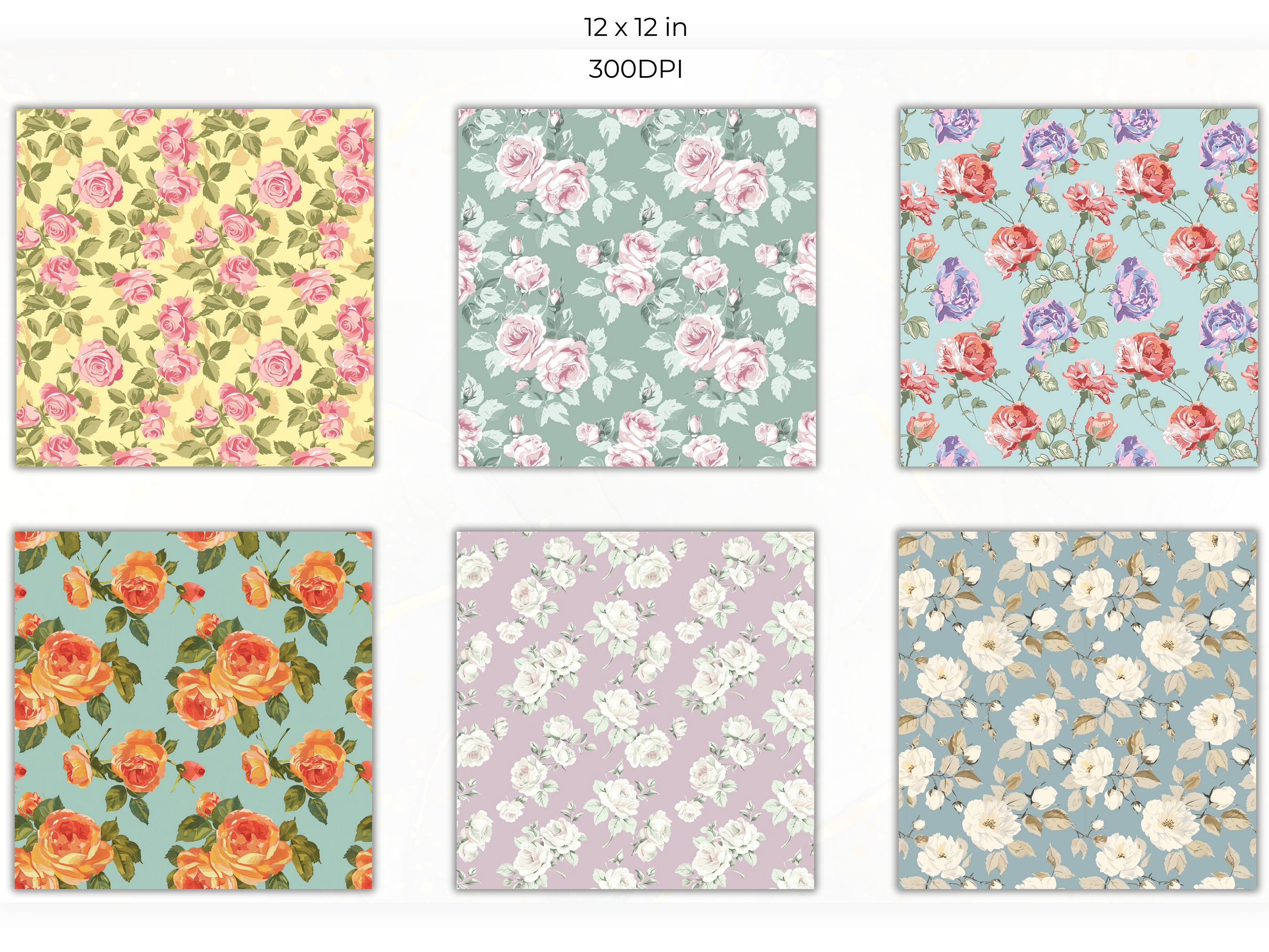 Floral Seamless Pattern Shabby Flowers Digital Paper Junk Journal Paper ...