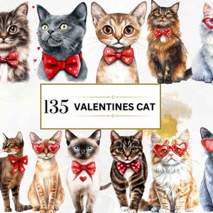 Races de chats de la Saint-Valentin PNG Clipart chat aquarelle Saint-Valentin PNG Clipart animaux Saint-Valentin chat mignon PNG Designs Clipart Saint-Valentin PNG