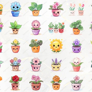 Kawaii Clipart Bundle - 165 Cute Kawaii PNG Clipart Kawaii Flower Clipart, Kawaii Plants Clipart Cute Kawaii Clipart Kawaii Stickers image 4