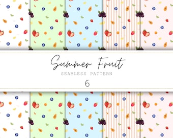 Summer Fruit Seamless Pattern Fruit Digital Paper Junk Journal Paper Printable Paper Digital Fruit Background Scrapbook Paper Repeat Pattern