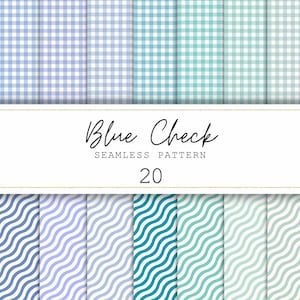 Blue Check Seamless Patterns Blue Digital Prints Blue Checker Pattern Blue Vintage Scrapbook Paper Checkered Digital Paper Blue Backgrounds