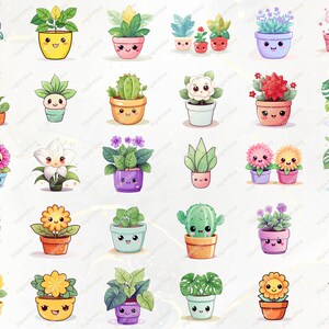 Kawaii Clipart Bundle - 165 Cute Kawaii PNG Clipart Kawaii Flower Clipart, Kawaii Plants Clipart Cute Kawaii Clipart Kawaii Stickers image 8