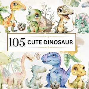 Dinosaurier PNG Aquarell Baby Dinosaurier Clipart Niedlicher Dino PNG T-Rex Clipart Dino Clipart Niedlicher Dinosaurier Kinderzimmer Clipart | Kommerzielle Lizenz