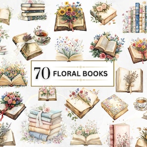 Aquarel boek clipart bloemen boek PNG boek minnaar clipart boekenwurm PNG Open boeken grafische boek lezen png Booktrovert | Commercieel gebruik