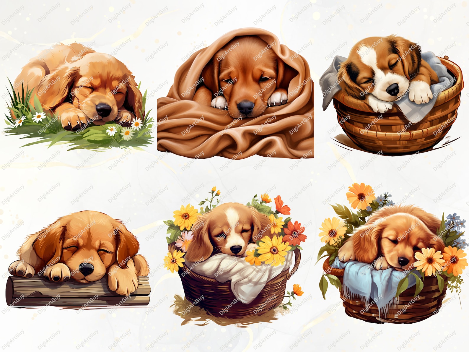 Dog Clipart Bundle Watercolor Dogs Clipart PNG Dog Breeds Clipart Cute ...