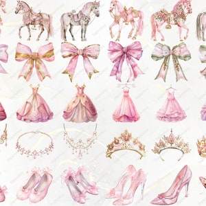 Princess Clipart Watercolor Pink Princess PNG Fairy Tale Clipart Castle ...