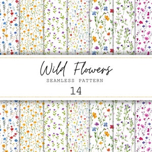 Wilde Blume Musterdesign Wild Floral Digitales Papier Floral Junk Journal Papier Bedruckbares Papier Floraler Hintergrund Floral Rapportmuster