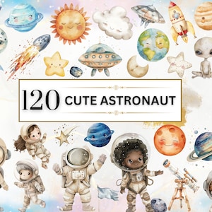 Aquarelle espace PNG mignon astronaute Clipart espace extra-atmosphérique Clipart chambre d'enfant clipart PNG planète Clipart astronaute PNG système solaire utilisation commerciale