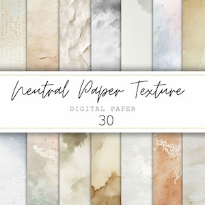 Papier numérique aquarelle texturé Papiers numériques neutres Kit de fabrication de cartes Papier de scrapbooking aquarelle Papier imprimable Artisanat arrière-plans bohème