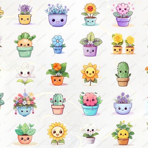 Kawaii Clipart Bundle - 165 Cute Kawaii PNG Clipart Kawaii Flower Clipart, Kawaii Plants Clipart Cute Kawaii Clipart Kawaii Stickers image 7
