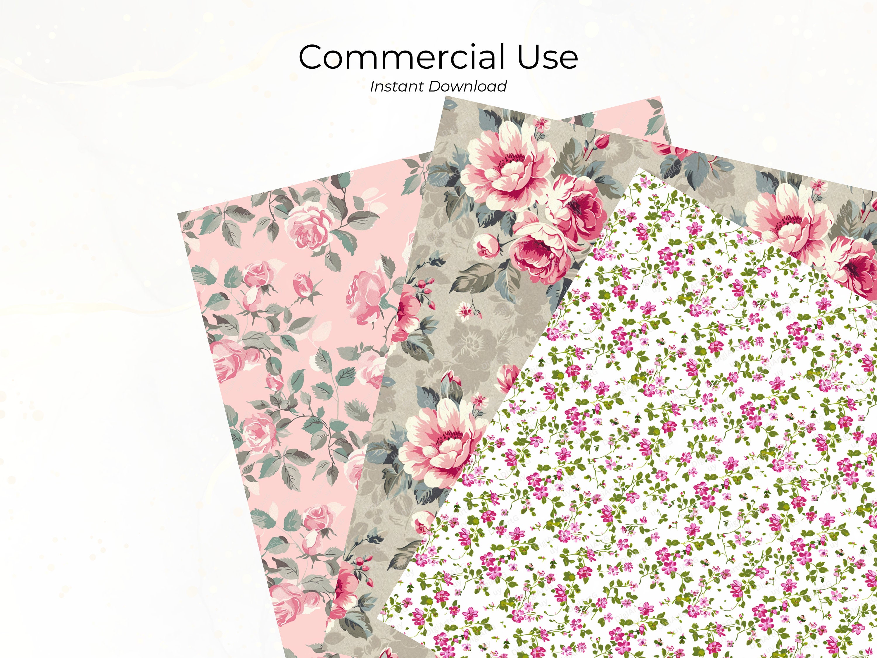 Pink Floral Seamless Pattern Roses Digital Paper Junk Journal Paper ...
