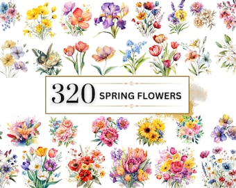 Spring Clipart Flower Clipart Watercolor Spring Clipart Wild Flower Clipart Spring PNG Flower Bouquet Clipart Garden PNG | Commercial Use