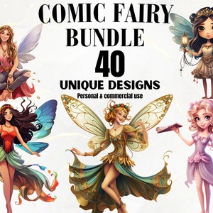 Animated Fairy Clipart -  40 Fairy Images, Animated Print Art, Fantasy Clipart, Fairy PNG bundle, Digital Download
