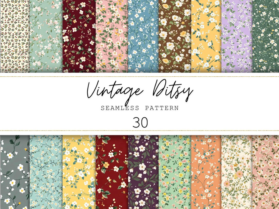Vintage Ditsy Seamless Pattern Vintage Digital Paper Vintage Digital ...