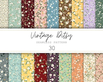 Vintage Ditsy Seamless Pattern Vintage Digital Paper Vintage Digital Art Floral Junk Journal Paper Printable Paper Digital Floral Background