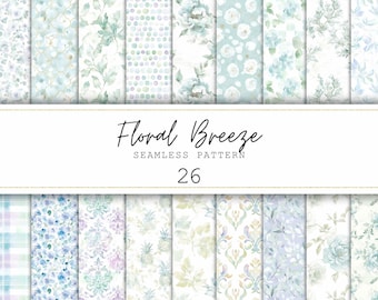 Frühling Floral Musterdesigns Vintage Floral Digitales Papier Blau Floral Junk-Journal Papier Floral Scrapbooking Papier Floral Rapportmuster