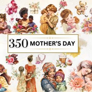 Dia das Mães Clipart Aquarela Dia das Mães PNG Clipart Dia das Mães Dia das Mães PNG Sublimação Família Clipart Mamãe e Filhos | Uso comercial