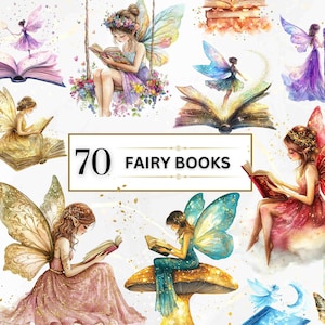 Book PNG Watercolor Fairy Book Clipart PNG Fantasy Books PNG Fairy Clipart Book Lover Clipart Bookworm Png Open Books Graphics Reading Png