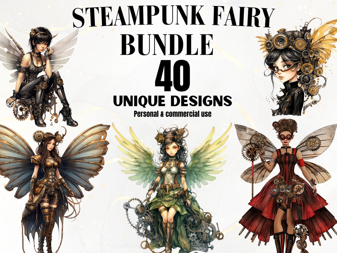Steampunk Fairy Watercolor Clipart - 40 Watercolor Fairy Images ...