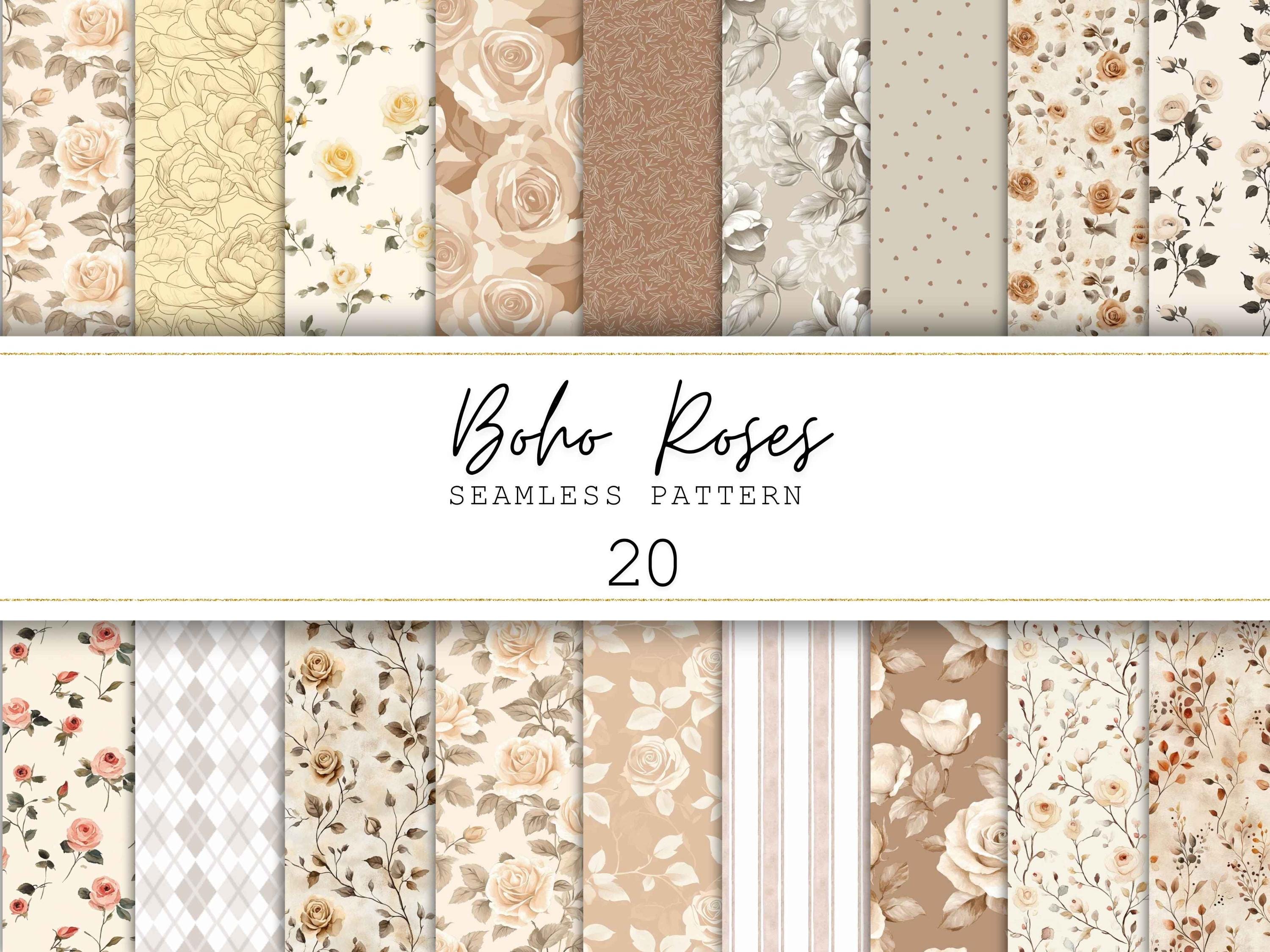 Boho Seamless Pattern Boho Digital Print Printable Paper Floral Junk ...